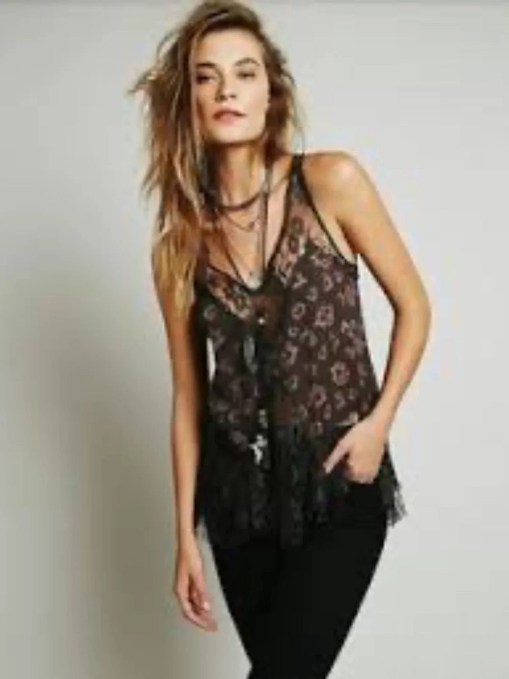 Free People Lace Inset Tank Size Small
